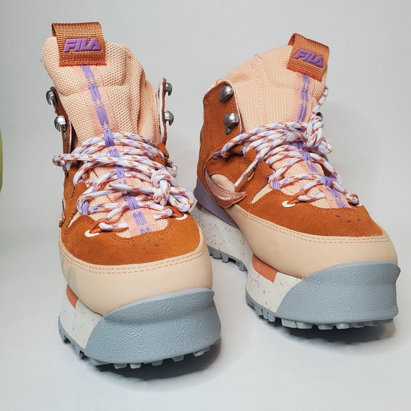 🔥  New 🔥  Fila Renno Multi Trekking Orange Suede Platform Sneakers - Picture 3 of 9